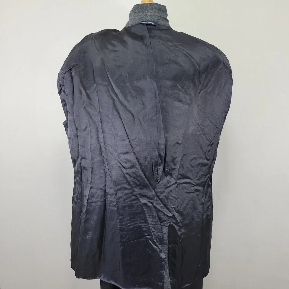 Paul Fredrick Men's Sport Coat Blazer Two Button Navy Wool‎ Flannel Size 50L